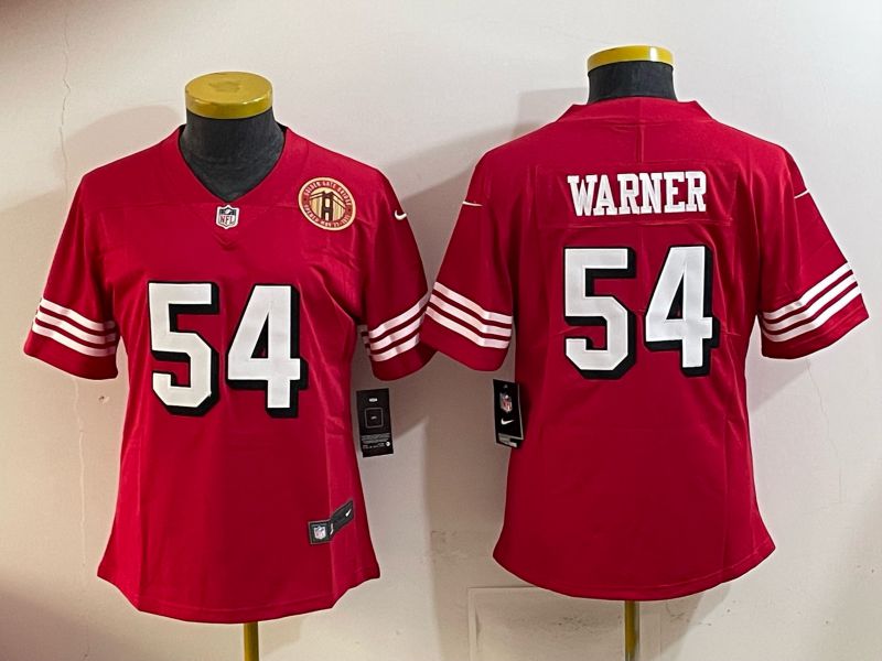 Women 2025 San Francisco 49ers #54 Warner Red Nike Limited NFL Jersey style 008